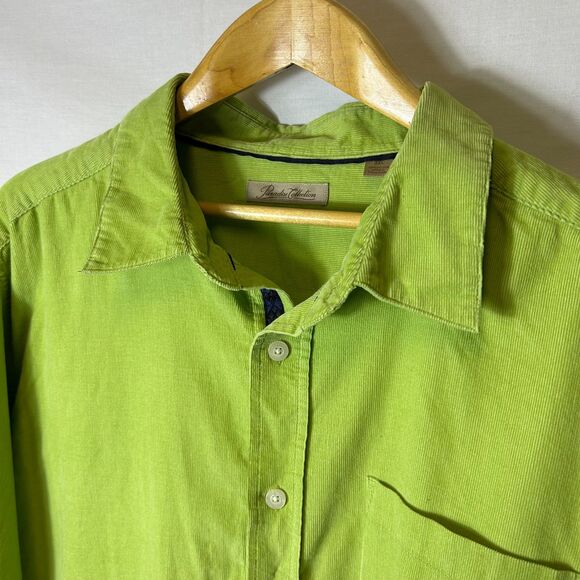 Paradise Collection Lime Green Fine Wale Corduroy LS Classic Button Up Shirt XXL - Picture 3 of 15